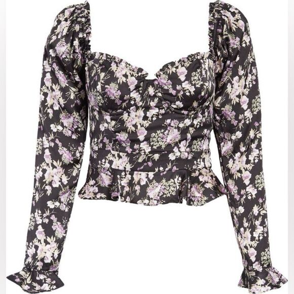 ASTR Floral Sweetheart Neck Underwire Satin Top - Picture 3 of 10